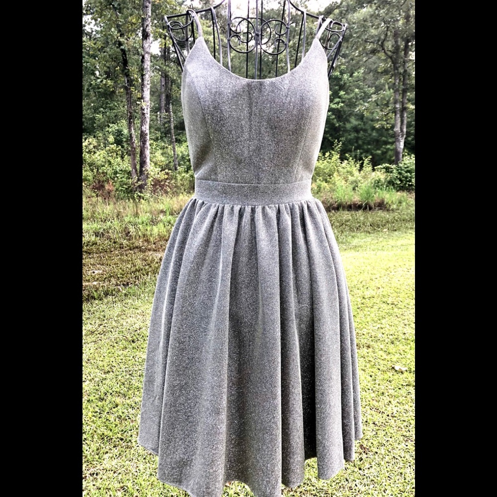 Silver Prom Dress JVN by Jovani metallic silver homecoming dress